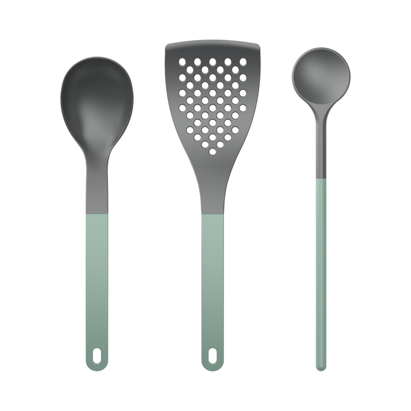 Set utensili cucina 1 Nuovo Optima 3 pezzi Nylon Verde nordico